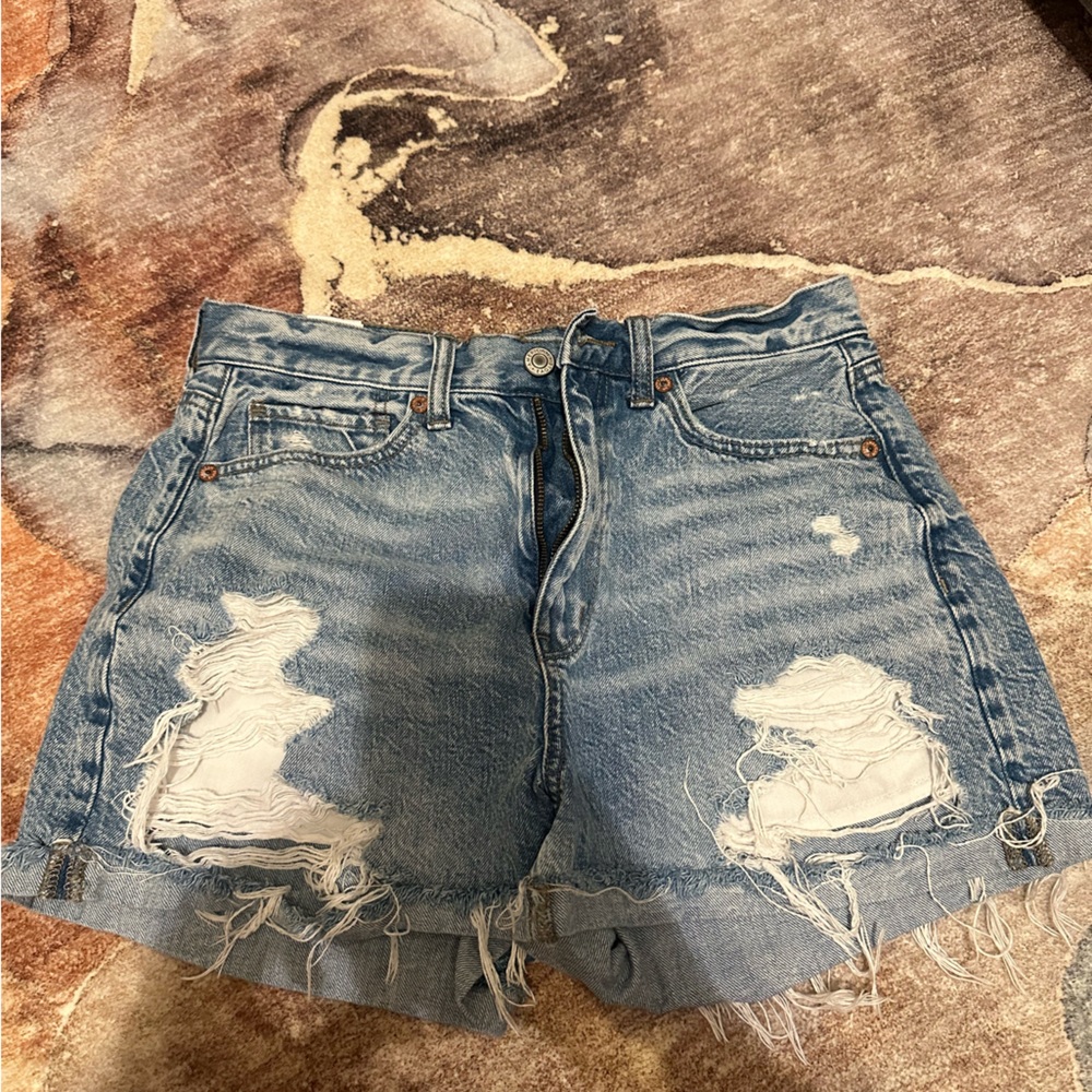 American Eagle Ripped Denim Mom Short